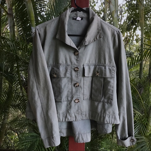 BDG Button Up Army Jacket- Olive Green - Picture 7 of 7